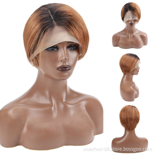 Short Curly Human Hair Wig 13X6 Lace Front Brazilian Perruque Pixie Cut Human Hair Curls Short Wigs For Black Women